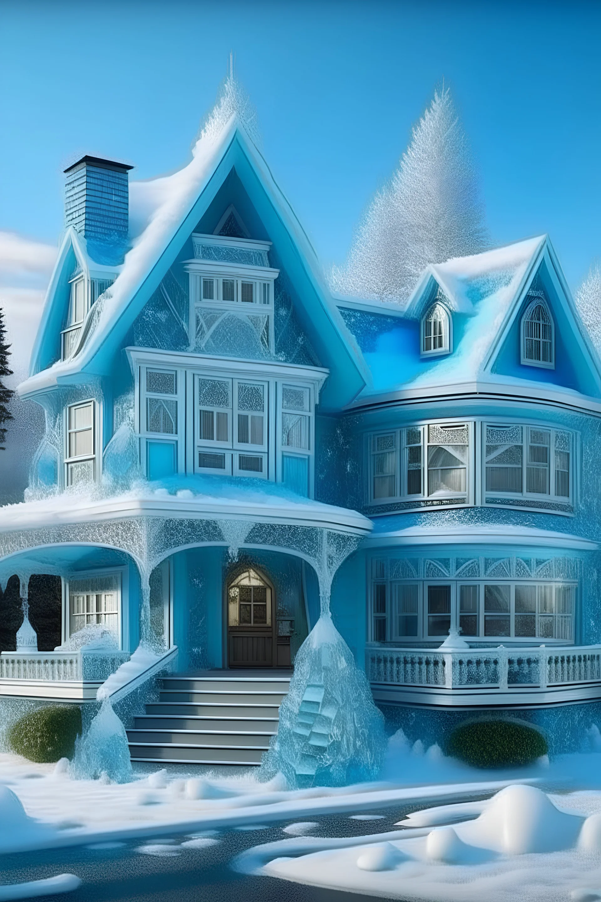 make me a house that is environmental like in the frozen movie with crystals