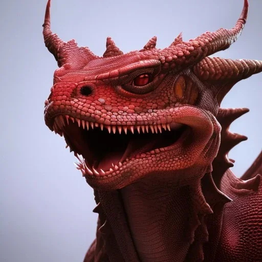 red dragon, dragon portrait, portrair, dragon head, dragon face, big eyes, dragon with snake eyes, fangs, dragon with horns, 8k resolution, high-quality, fine-detail, fantasy, incredibly detailed, ultra high resolution, 8k, complex 3d render, cinema 4d