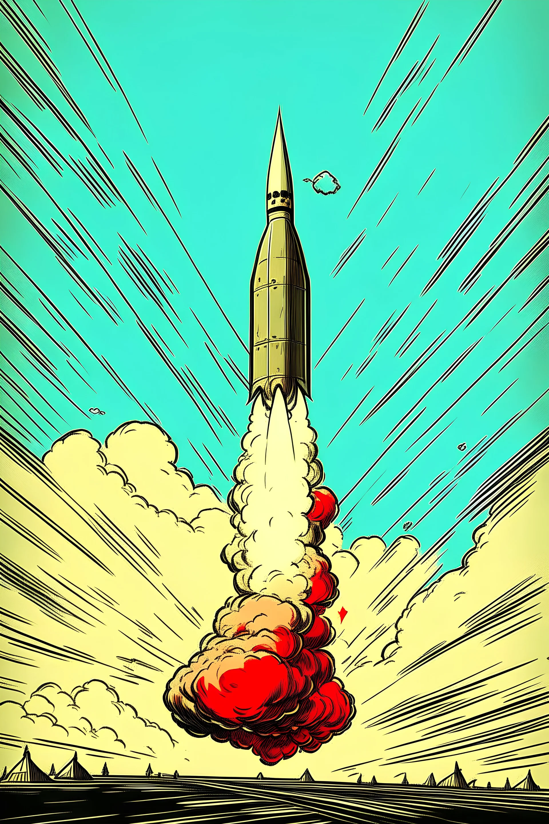 a drawing of a chinese missile falling