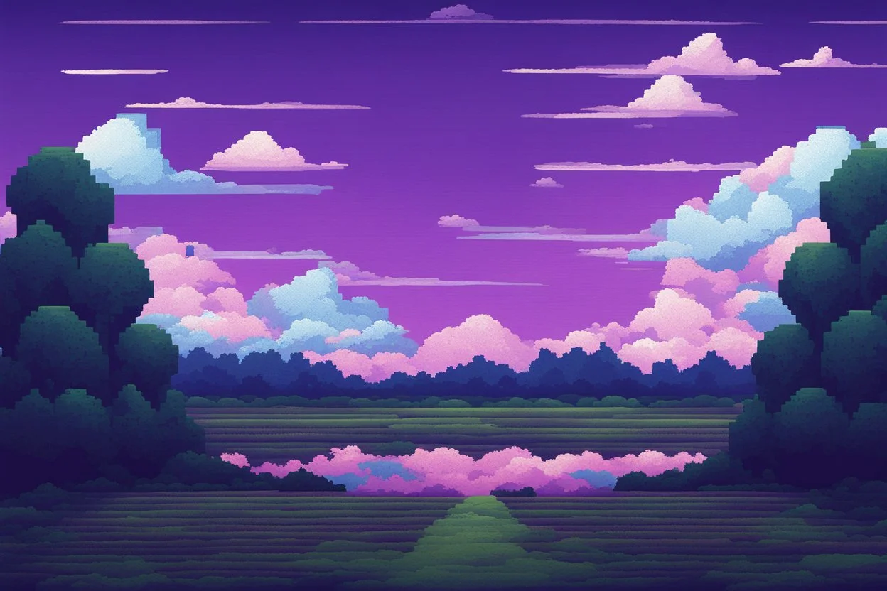 Symmetric Purple SKY WITH CLOUDS BACKGROUND Pixel Art