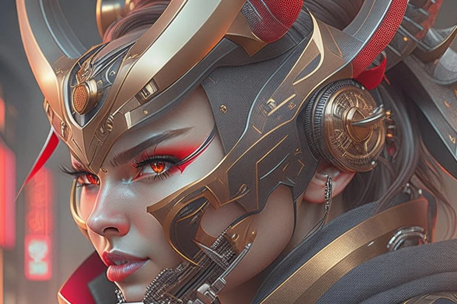 Best quality, masterpiece, ultra high definition,Futuristic, cyberpunk,Hannya-Maske, Comic style