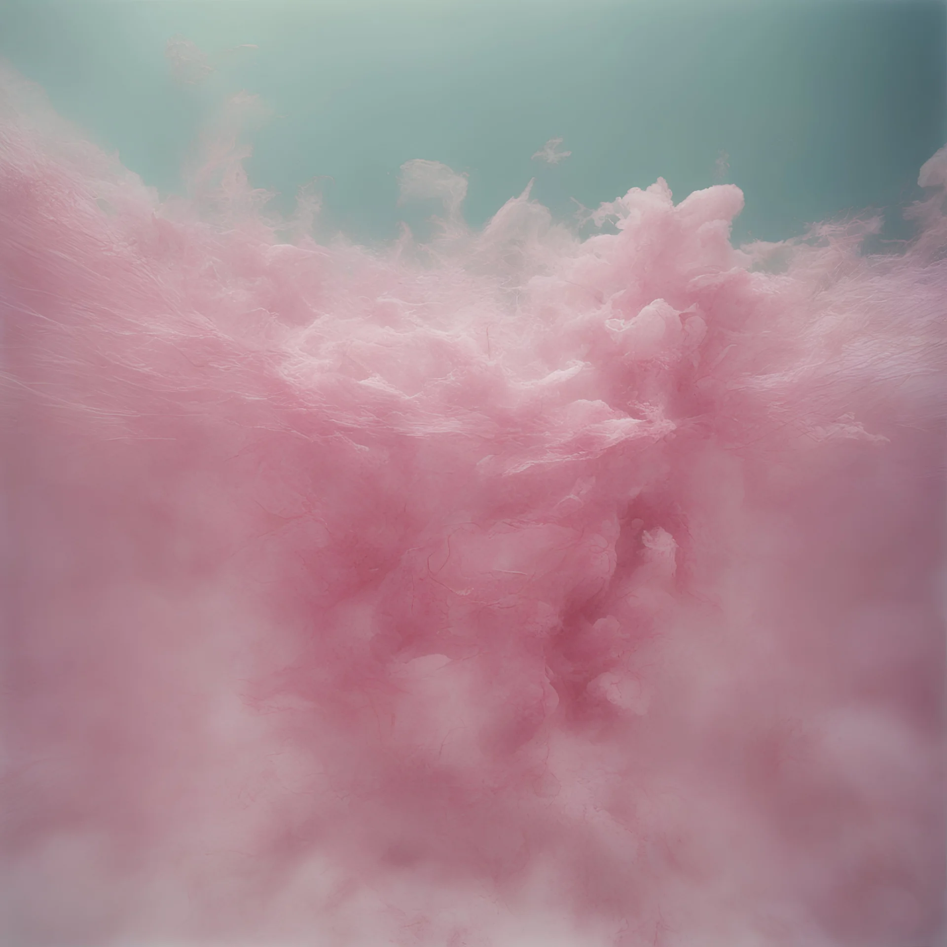 Pink paper underwater in the 1970s, analog photography with white, damaged