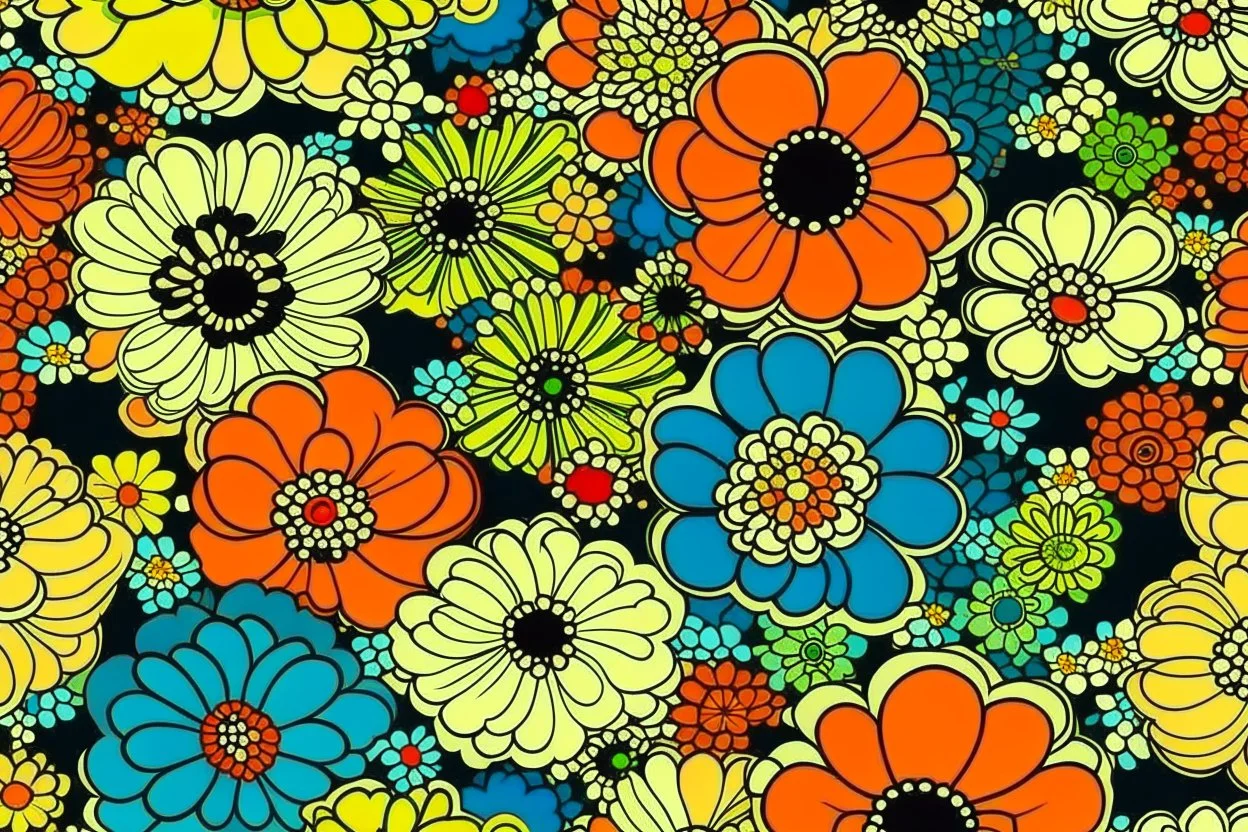 JAPANESE POPART FLOWERS theme PATTERN