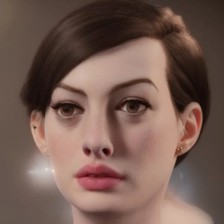 perfect Anne Hathaway, face and bust, wearing magical dress, highly realistic, highly detailed