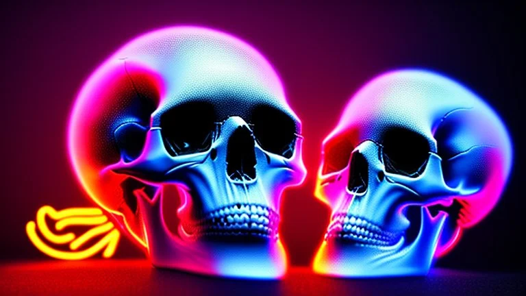 hundreds of anatomically correct, human skulls stacked into a wall unusual neon lighting, high octane, 64k, dystopian, vray, a picture of a dark, comedic, anatomically correct wall of colorful tightly packed skulls of varying sizes and expressions, photo-realistic, insanely meticulous, highly detailed,, 64k, dystopian, vray