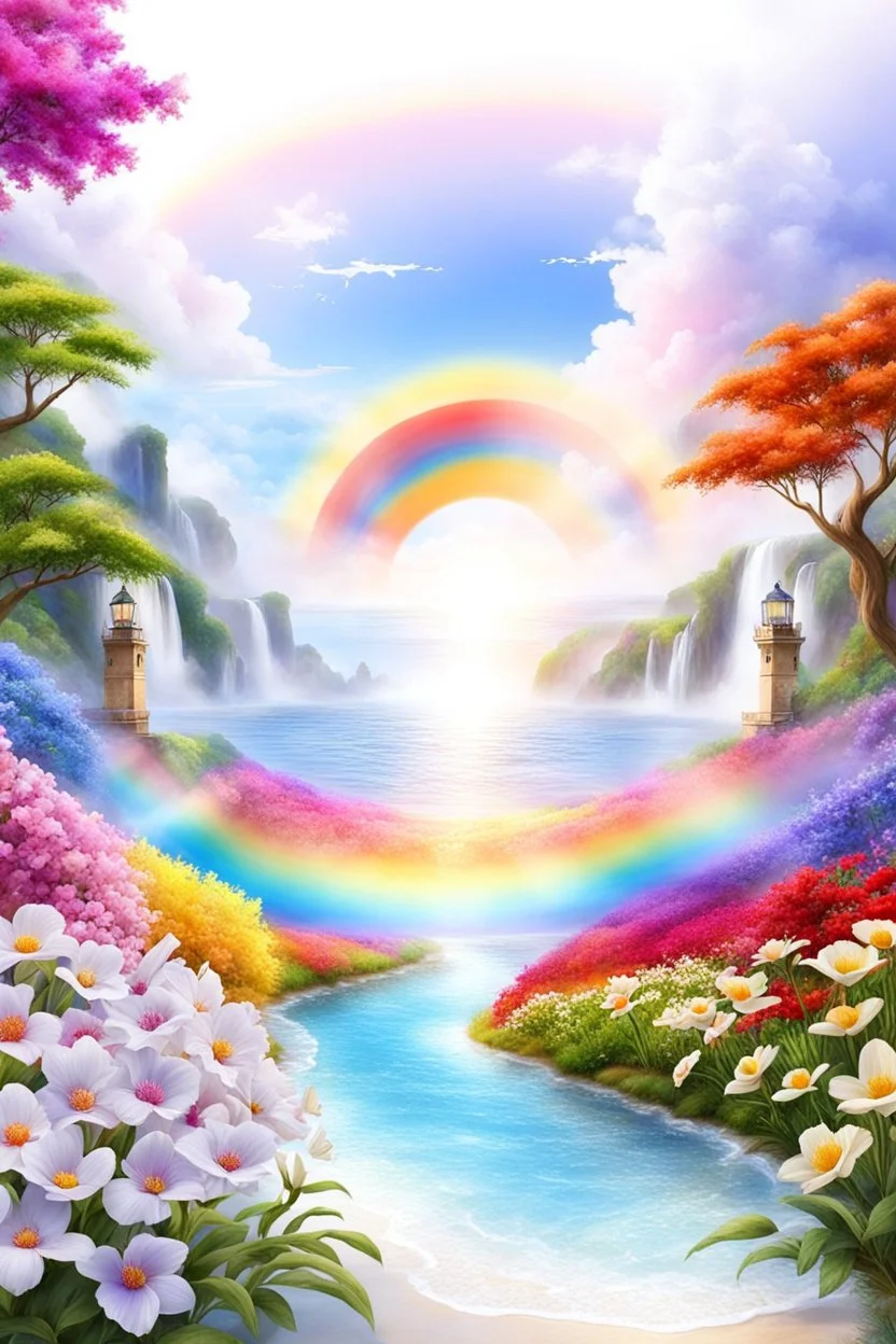 beautiful colors, very beautiful, ,flowers garden,paradisiac angels,rainbow