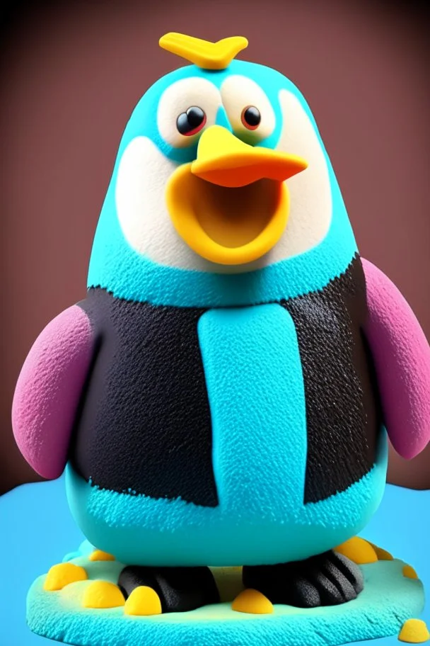 cheery penguin avatar full body in play-doh texture