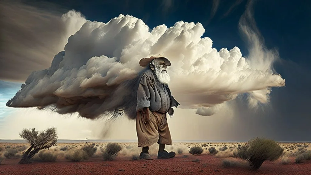 old bushman in a big cloud