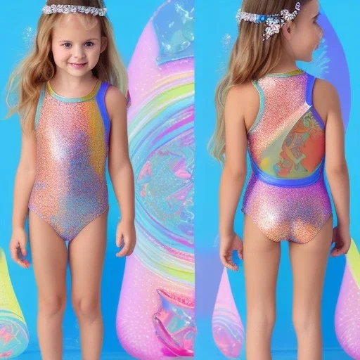 Glittery pastel rainbow two piece swimsuit