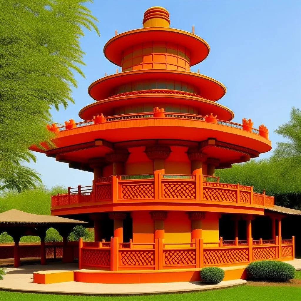 An orange color oily carnival designed by Frank Lloyd Wright