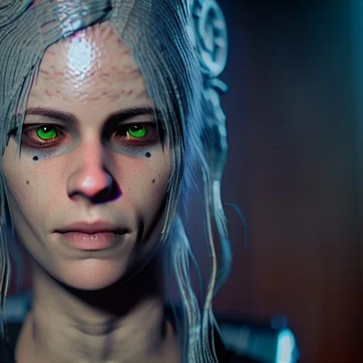 Emma Watts in cyberpunk unreal engine character very detailed cinematic view