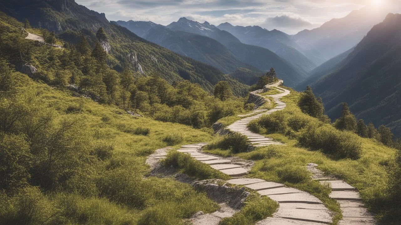 the winding path through the mountains