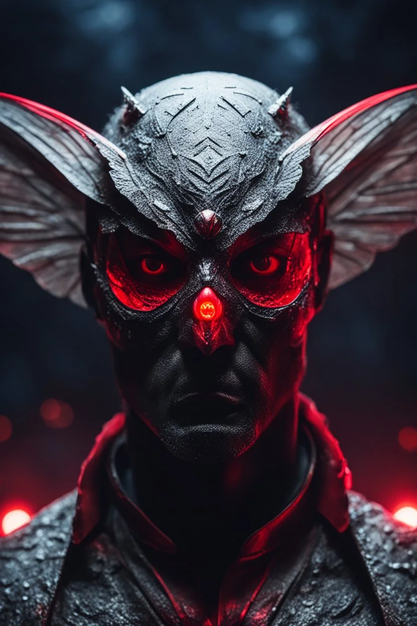 Moth man, real, 8k, night, red eyes