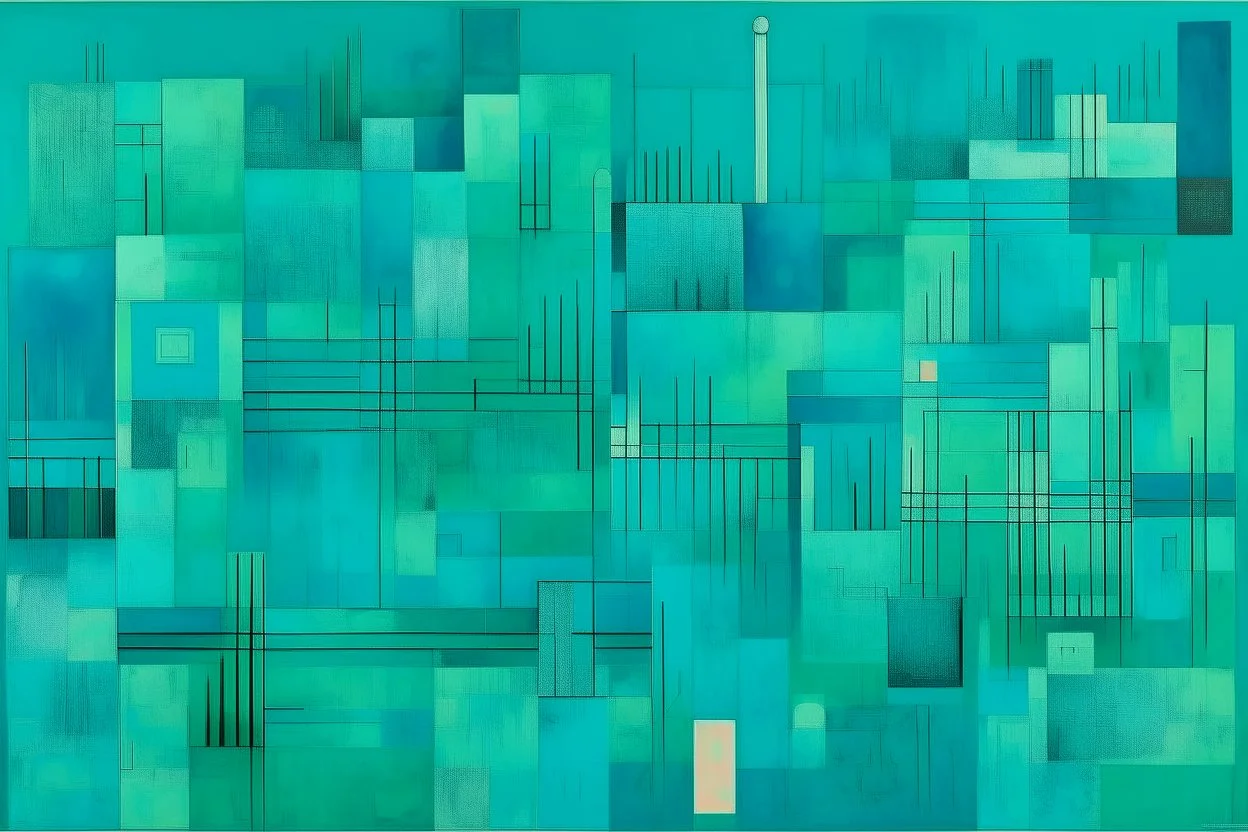 A bluish green facility zone made out of gel painted by Paul Klee