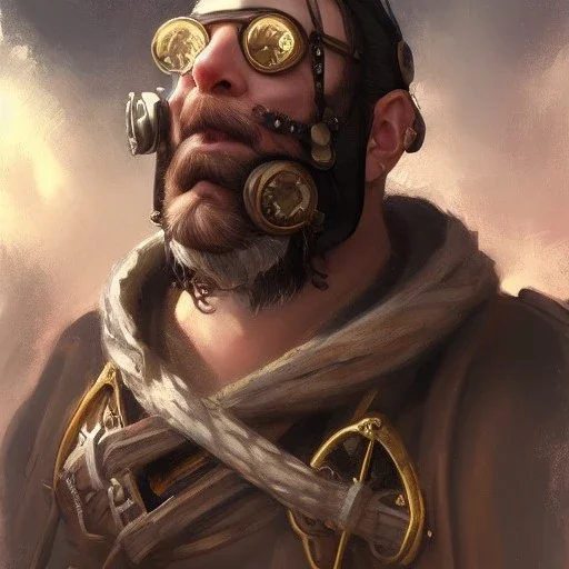 a _ fantasy _ style _ portrait _ painting _ of beautiful white male dwarf black hair short head smirk round face steampunk goggles rpg dnd oil _ painting _ unreal _ 5 _ daz. _ rpg _ portrait _ extremely _ detailed _ artgerm _ greg _ rutkowski _ greg