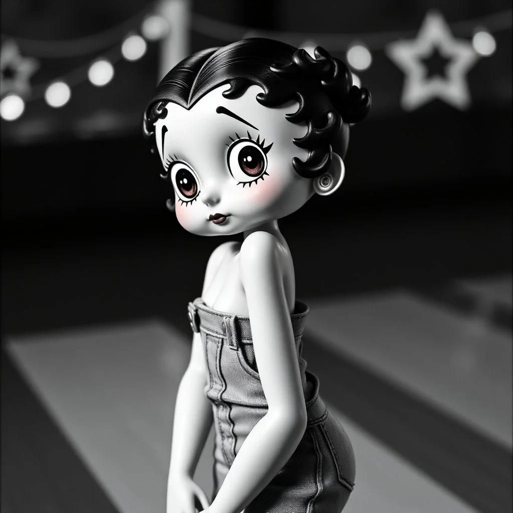 Betty boop in jeans, dutch angle