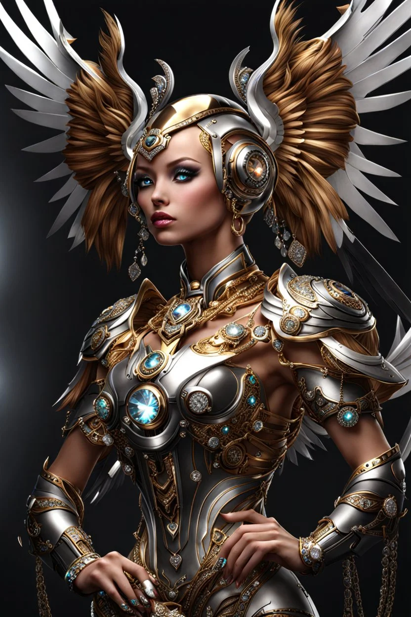 Beautiful Cyborg Angel full jewelry diamonds