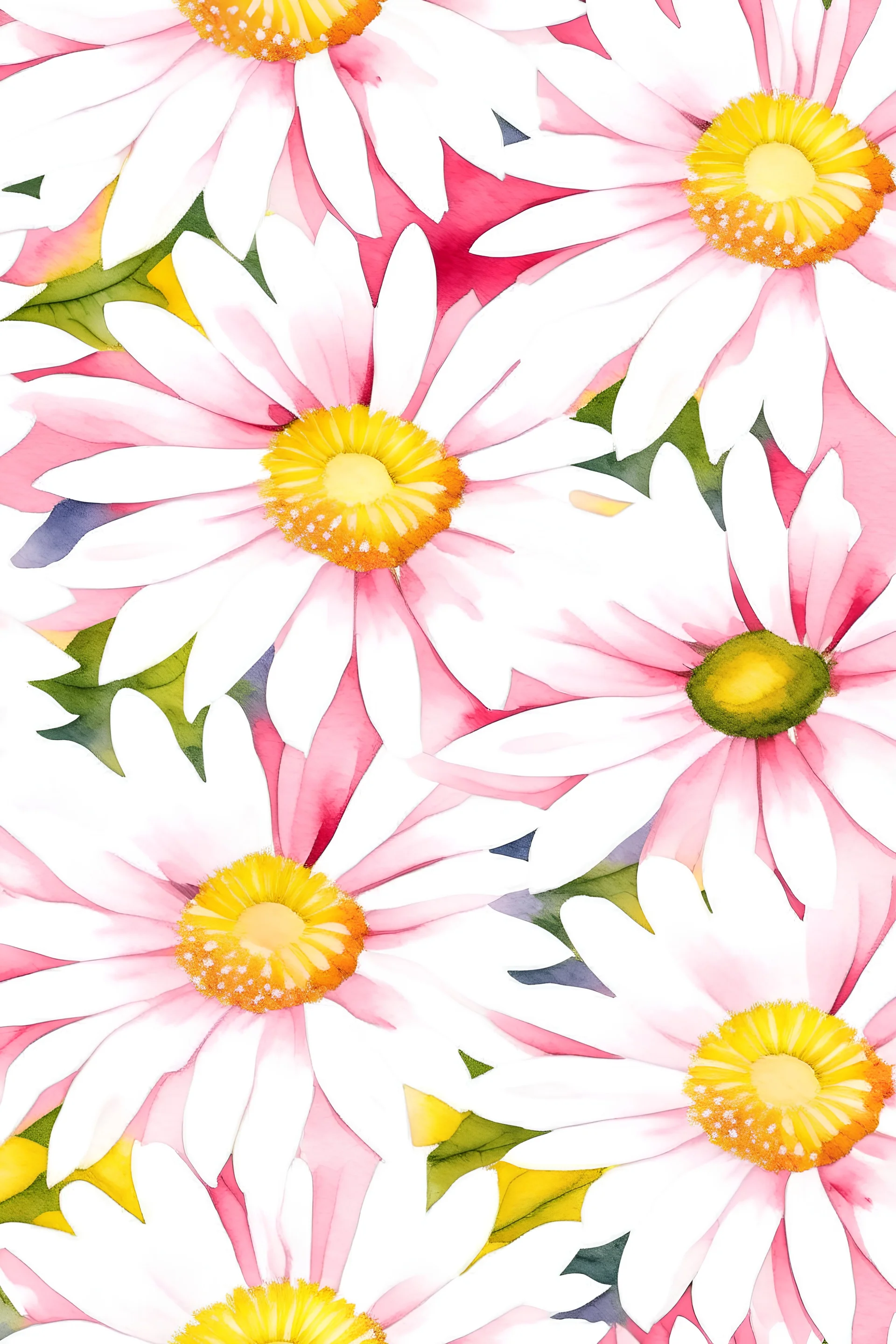 daisy pink flower watercolor