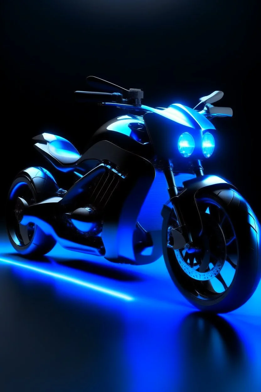 The design of a black motorcycle Luxurious has blue lighting embossed