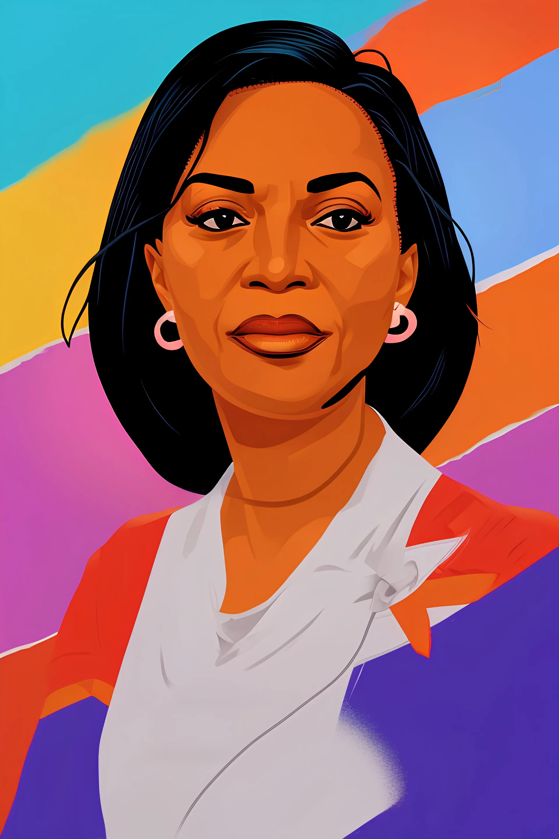 Portrait of a powerful and beautiful female president with pride background