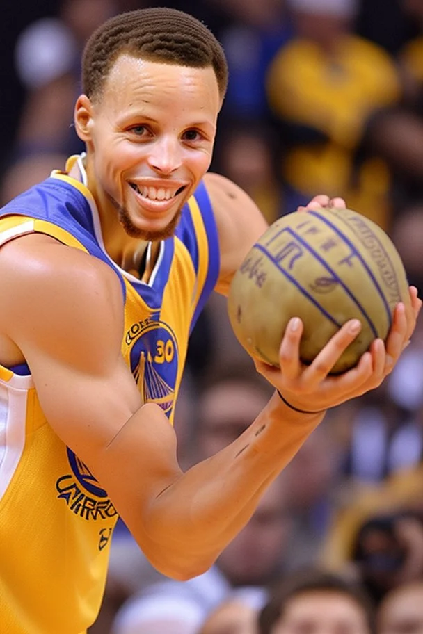 Steph curry holding a potato and crying