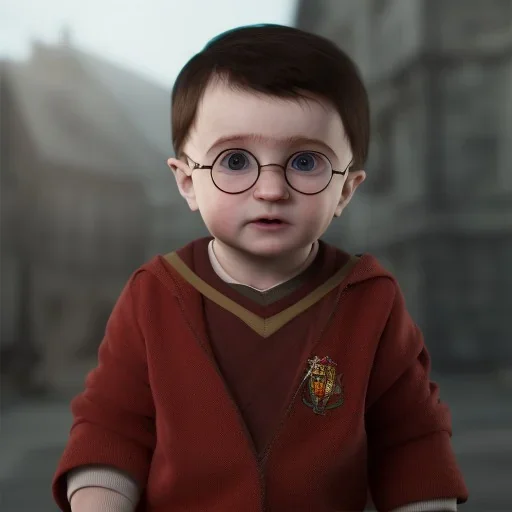 Cute baby character harry potter,movie, photo realistic, unreal engine, cinematic lighting 8k --v 4