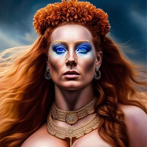 Ultra detailed fullbody Portrait in oil on canvas of busty Boudicca,extremely detailed digital painting,ultrarealistic skin,intense stare, extremely detailed face, crystal clear eyes, mystical colors ,perfectly centered image, perfect composition, rim light, beautiful lighting,masterpiece ,8k, stunning scene, raytracing, anatomically correct, in the style of Simon Bisley and Ohrai Noriyoshi and robert e howard and Steve Jung and Wizyakuza and uncannyknack.