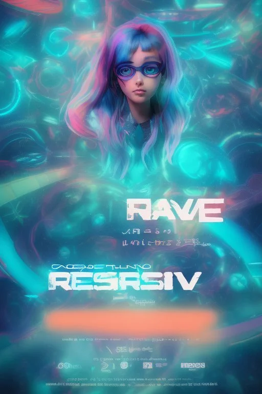 rave poster with ocean theme ika musume with empty text area