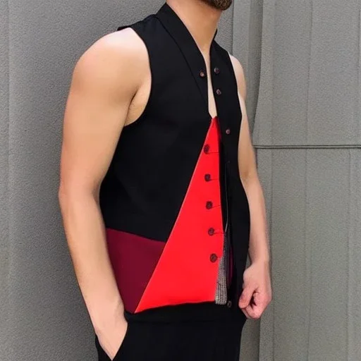 Hot anime male tan black red white vest