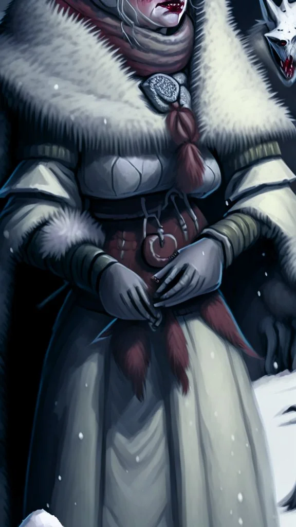 An old woman with white hair and an eye patch