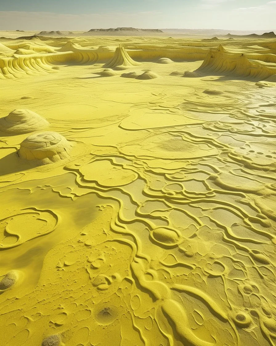 A light yellow wasteland with acid pools designed in ancient Egyptian hieroglyphics painted by Zosan