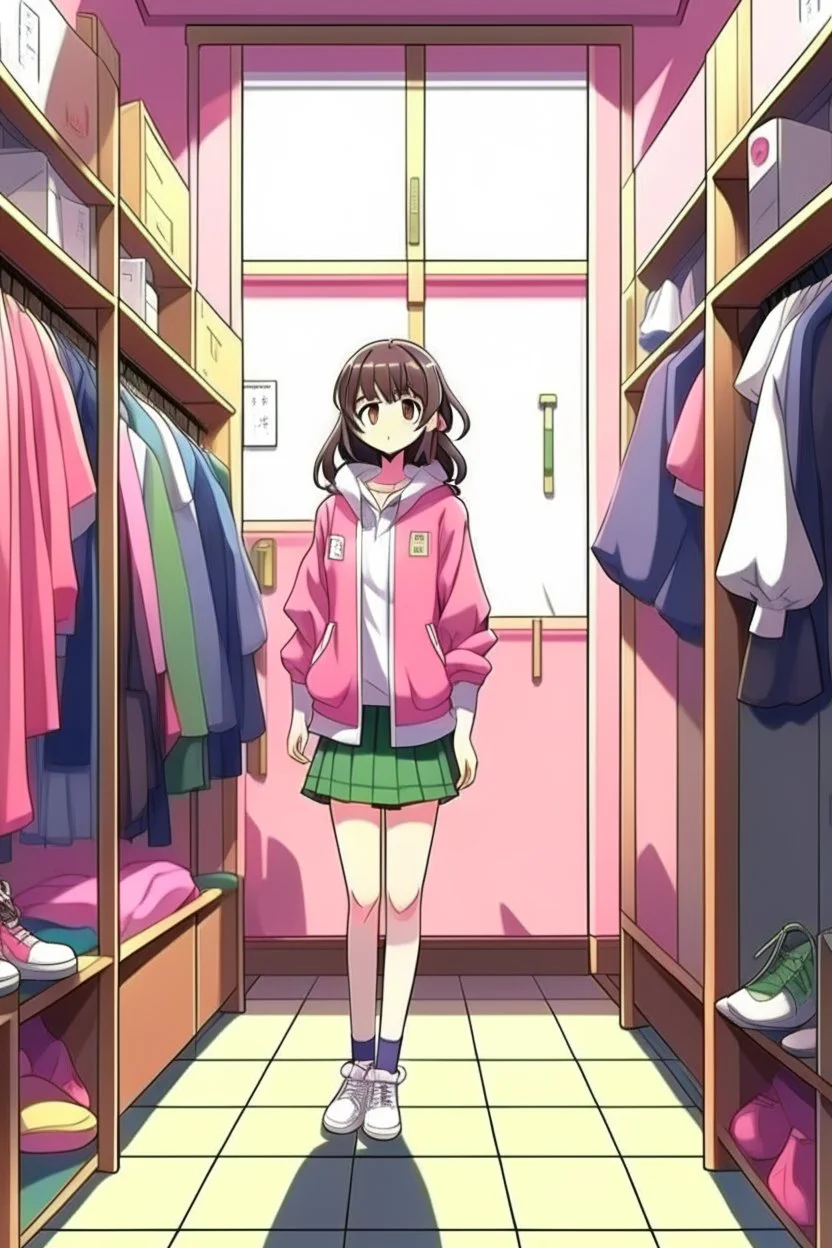 anime girl in a changing room