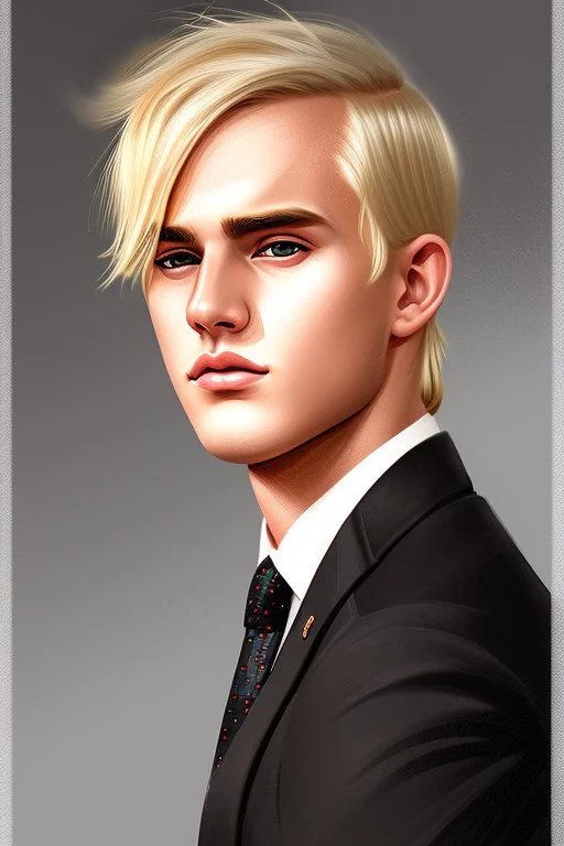 Extremely rich young blonde guy portrait