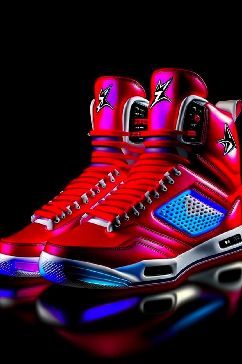 A red Jordan nfl sneaker, futuristic and amazing