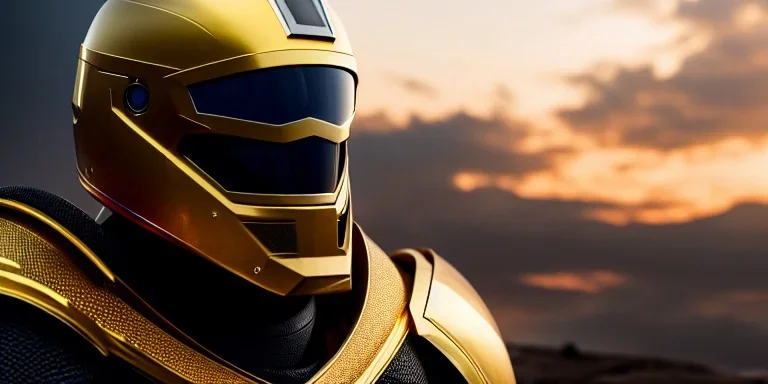 apocalypse, chaotic, magnificent, realistic, colorful, massive, epic, ray tracing, cinematic, 8k, HD, Ultra High Definition, photo film, film grain, hyper-detailed, golden tarnished knight helmet with clear glass reflective visor with matching armor