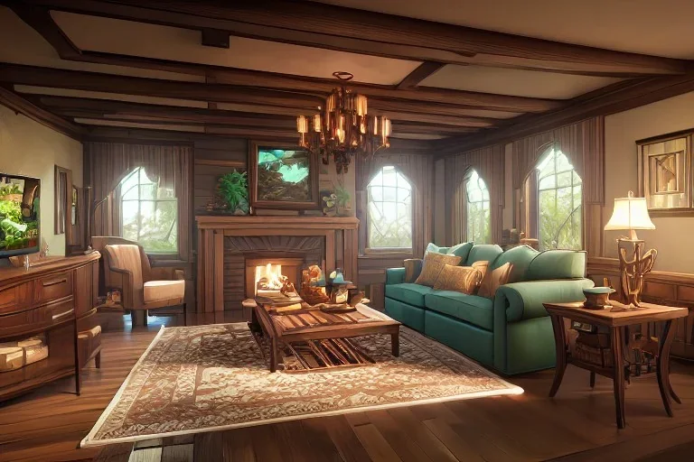 fantasy cottage living room cozy