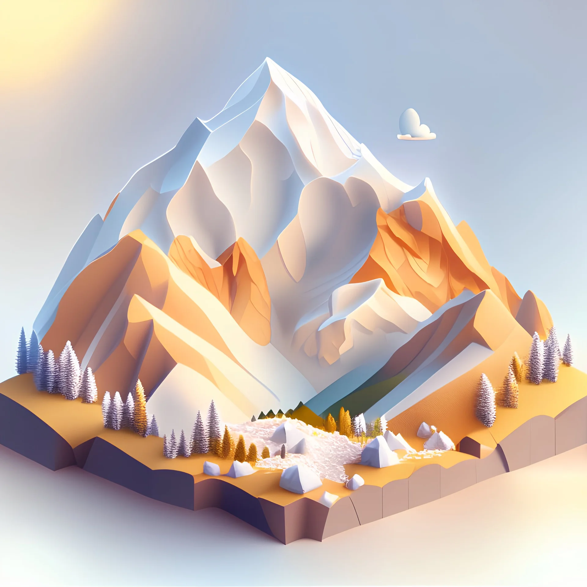 father's day clipart, mountain scene, isolated white background, cinematic lighting effect, charming, bokeh, digital painting, soft lighting, , 4K resolution,, isometric style, photorealistic rendering, highly detailed clean, vector image, photorealistic masterpiece, professional photography, simple space backdrop, flat white background, isometric, vibrant vector