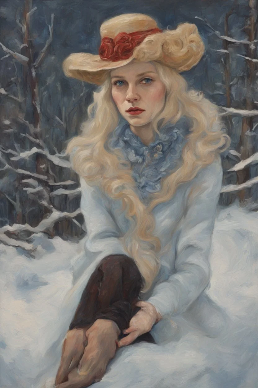 Alexandra "Sasha" Aleksejevna Luss fantasy bombshells oil paiting Vincent Willem van Gogh style Once upon a frosty time Russian