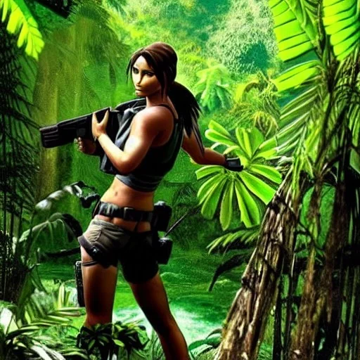 lara croft in the sweltering jungle