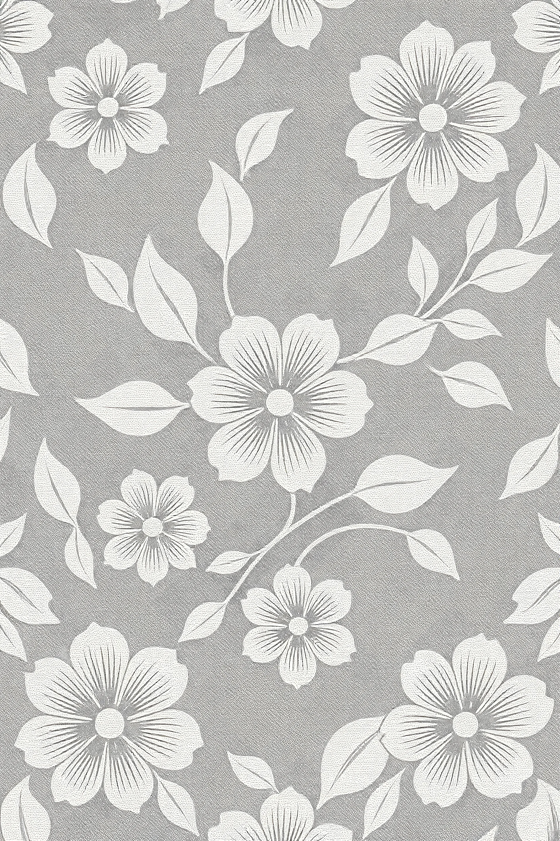 Well-detailed flat gray floral pattern