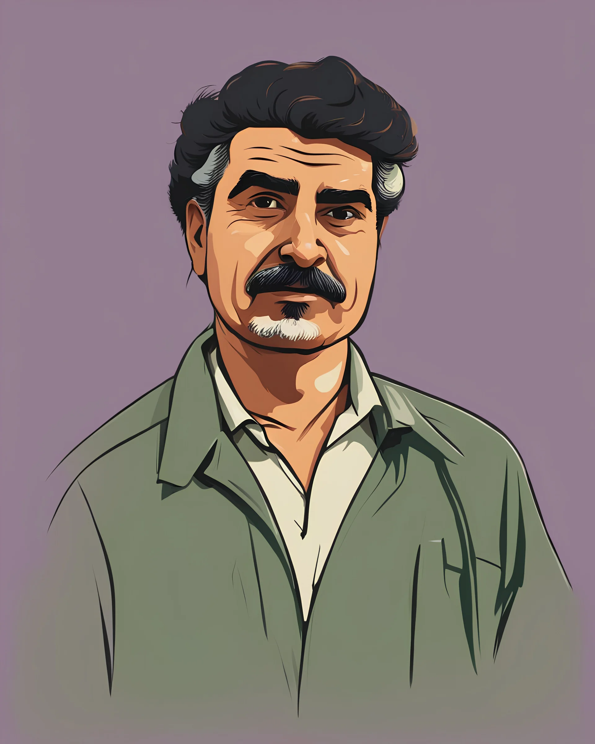 vector. cartoon. Walking, Digital painting, abdullah ocalan. عبداله اوجلان. character. Abdullah Öcalan. Vector, Kurdish. color. minimal