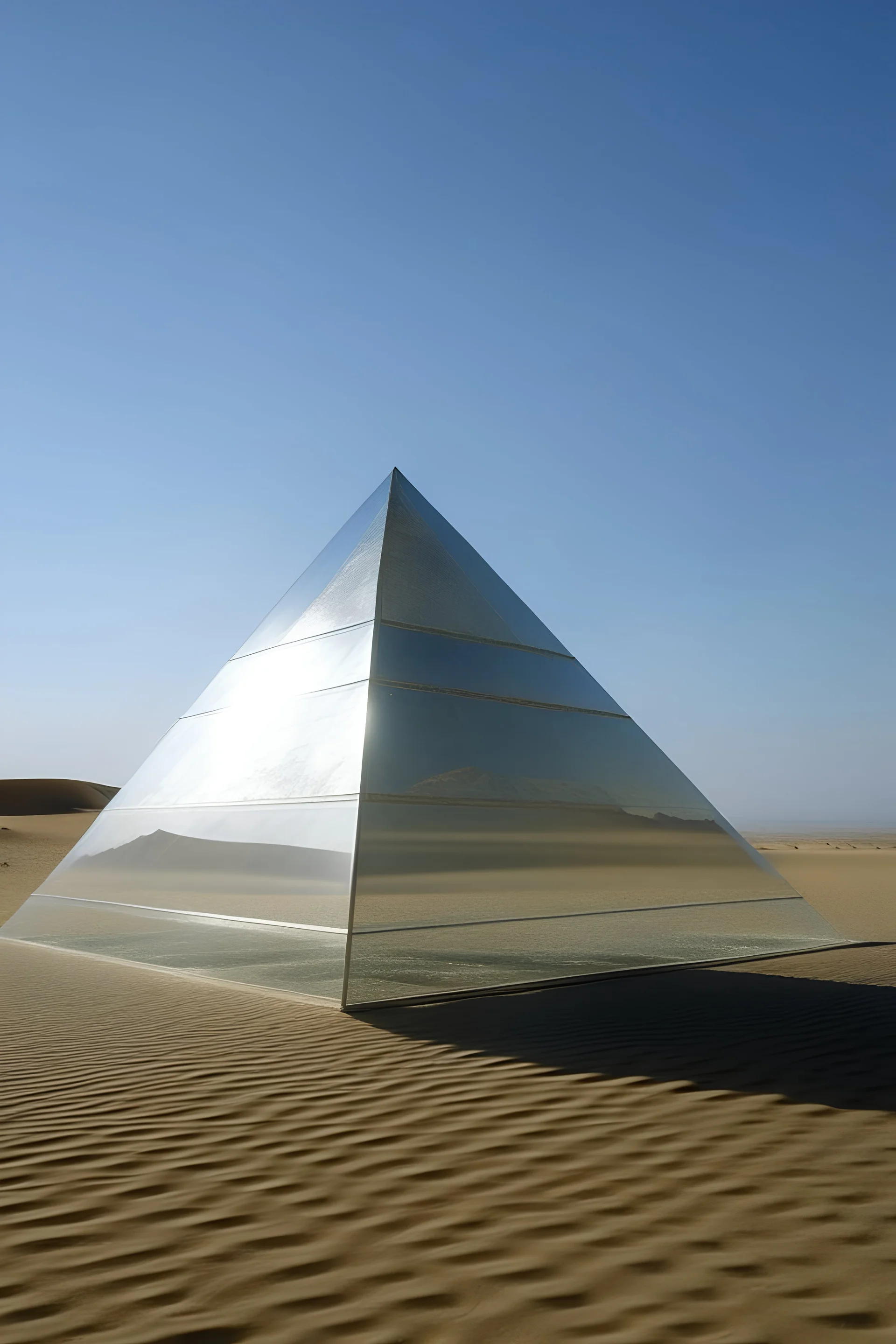 glass piramyd standing in the desert