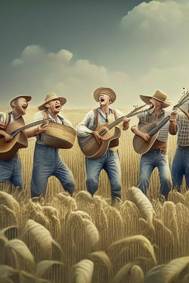 a group of farmers singing in the farming field