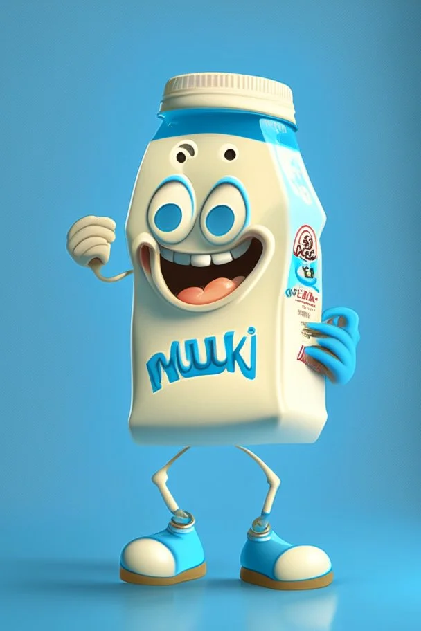 A cartoon character of an milk brand