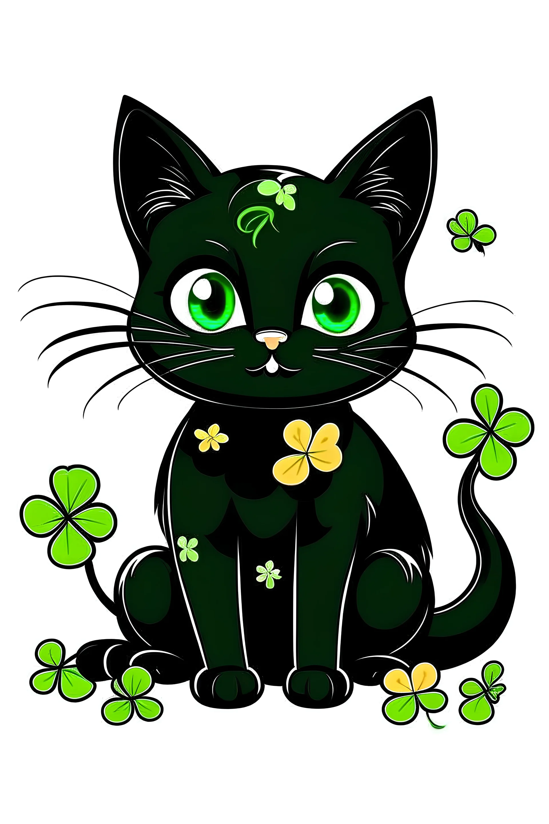 A cute St.Patrick's Day black cat vector image for a t-shirt on a white background