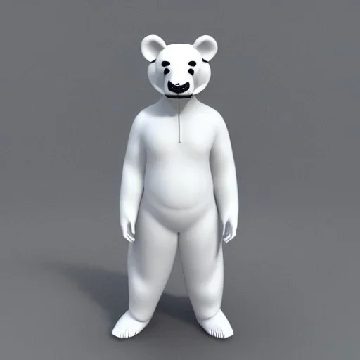 Un ours blanc, réaliste, habillé comme un moine bouddhiste, anthropomorphique, sombre, très détaillé, représentation 3d, un maximum de détail