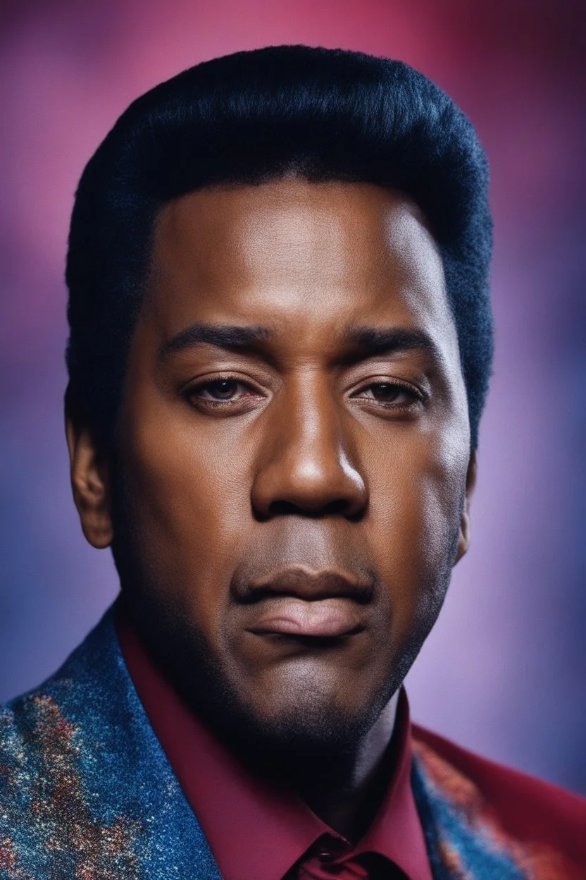 facial portrait - Elvis Bill Cosby - 32k, UHD, 1080p, 8 x 10, glossy professional quality digital photograph - dark blue and dark red, and light maroon and purple and foggy black gradated background, historic, powerful, octane rendering, exquisite detail, 30 - megapixel, 4k, 85 - mm - lens, sharp - focus, intricately - detailed, long exposure time, f8, ISO 100, shutter - speed 1125, diffuse - back - lighting, ((skin details, high detailed skin texture)), (((perfect face))),