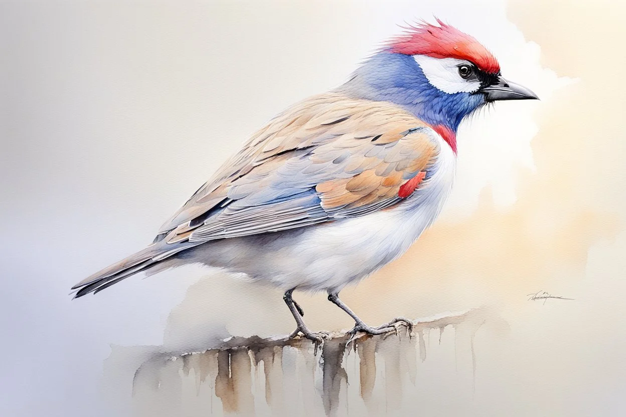 A masterpiece, best quality of exactly based bird image, watercolour and pencil, soft dynamic lighting, acrylic palette knife