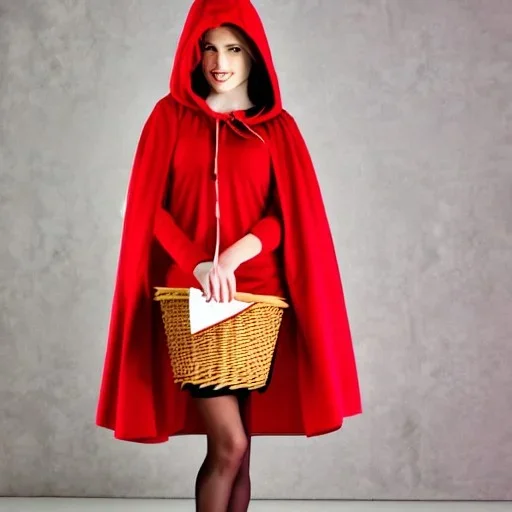 flirty, big buxomed red riding hood