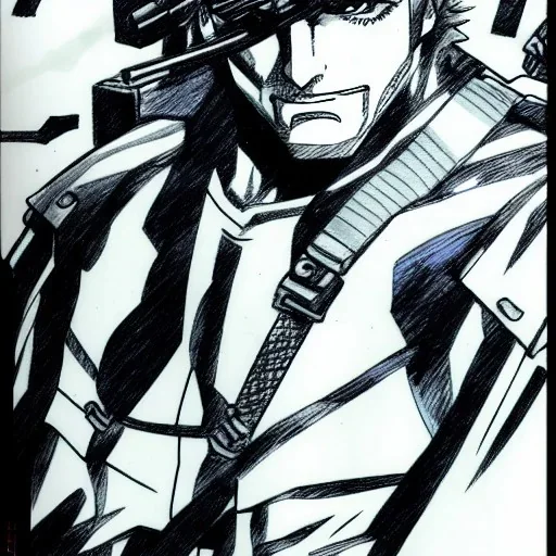 Solid Snake, Manga Drawing, by Hiroki Araki